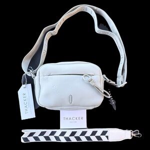 Thacker Ella Camera Crossbody Bag Ash Gray NWT Logo Strap Extra Strap